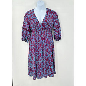 Hatch The Juliet Dress size Medium Satin Blue Floral Babydoll Midi Maternity New